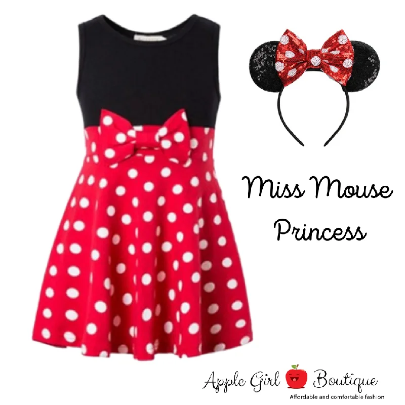 Women’s embroidered dresses for detailed elegance -Miss Mouse Princess Dress and Ears for Girls