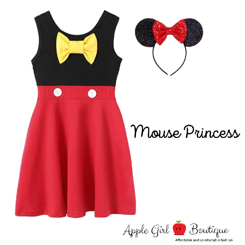 Women’s sleeveless dresses for hot weather -Mouse Princess Dress and Ears for Girls