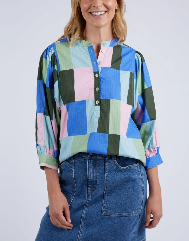 Affordable women’s tops for everyday wear -Odyssey Shirt - Blue/Green Print