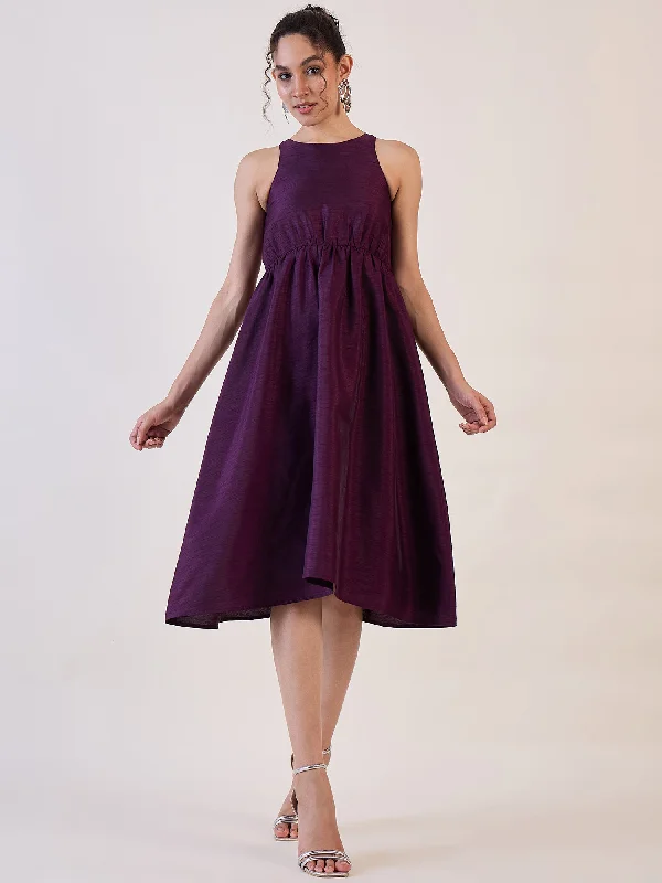 Women’s tiered maxi dresses for effortless style -Purple Box Back Fit & Flare Dress