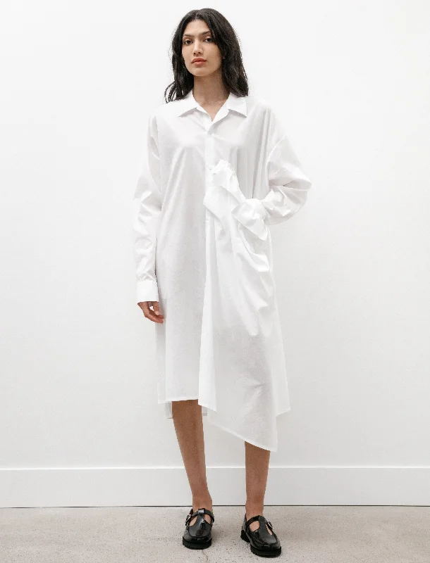 Women’s printed dresses for bold fashion -Side Gathered Shirtdress White